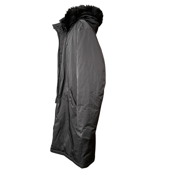 Zara Man Black Faux Fur Hooded Zipper Front Windbreaker Coat Size M - Picture 6 of 11